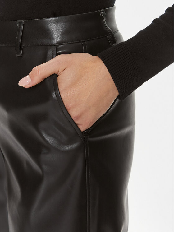 JDY JDY Pantaloni din imitație de piele 15303223 Negru Regular Fit