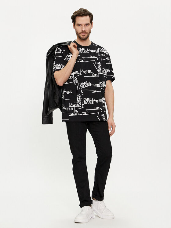 Karl Lagerfeld Jeans Karl Lagerfeld Jeans Marškinėliai 240D1709 Juoda Relaxed Fit