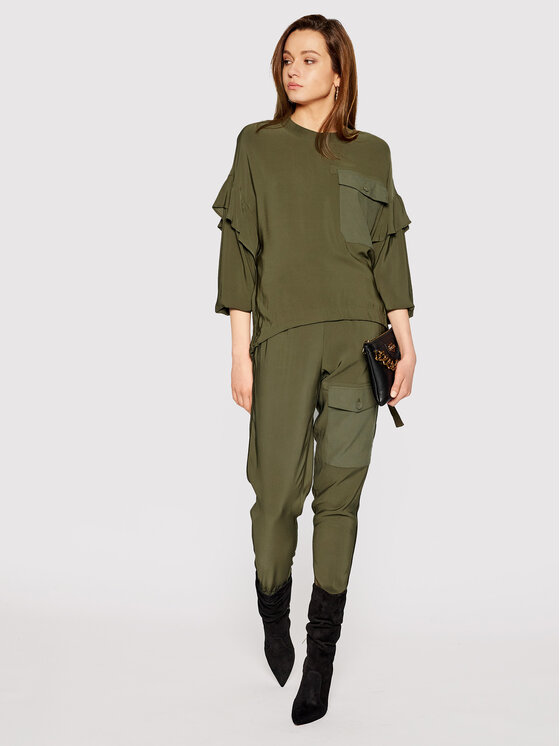 TWINSET TWINSET Kalhoty z materiálu 211TT2161 Zelená Regular Fit