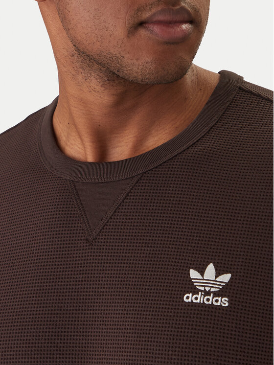 adidas adidas T-Shirt Trefoil Essentials Waffle KE1136 Brązowy Regular Fit