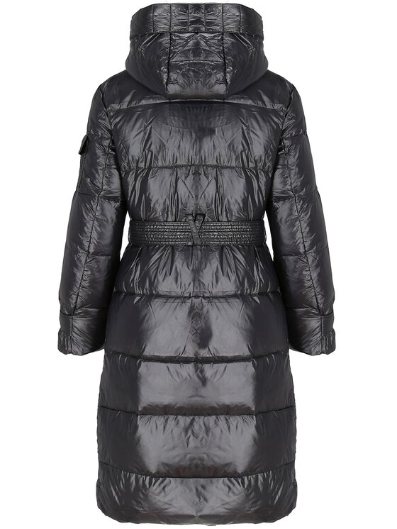 Perso Perso Kurtka puchowa z paskiem Czarny Slim Fit