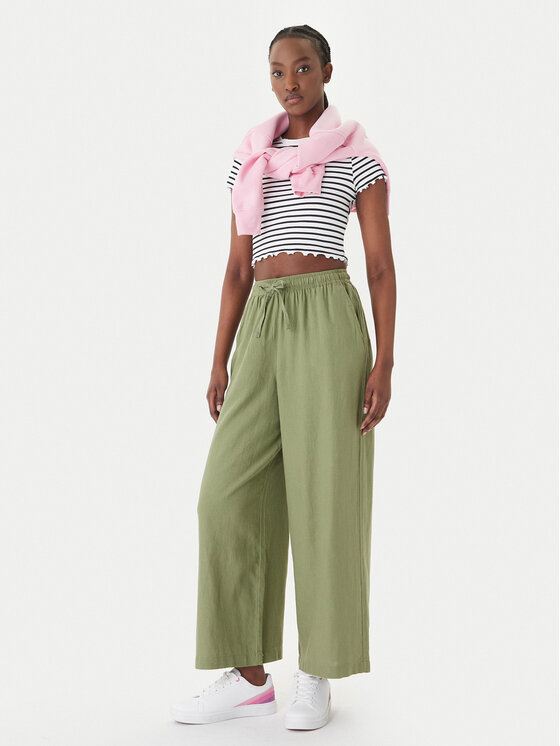 Roxy Roxy Pantaloni di tessuto Lekeitio Break ERJNP03545 Verde Wide Leg