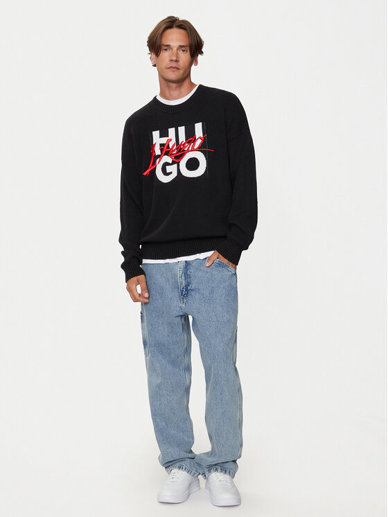HUGO Hugo Pulover 50524553 Negru Regular Fit