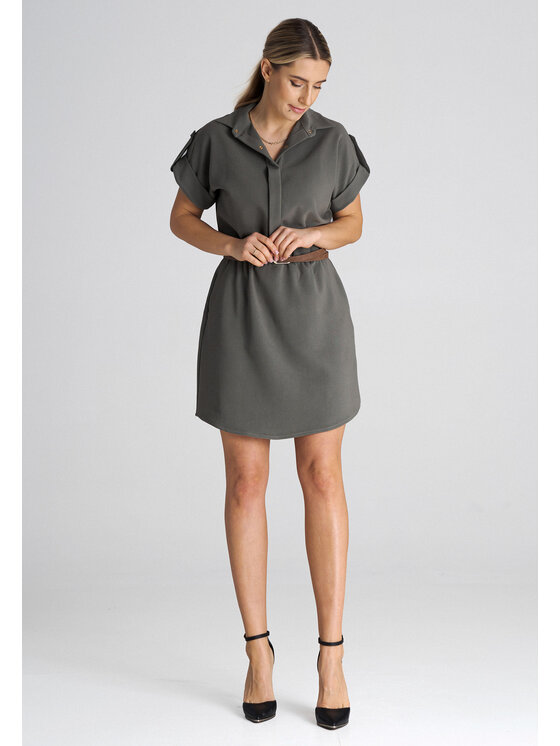 FIGL FIGL Sukienka codzienna M1001 Khaki Regular Fit