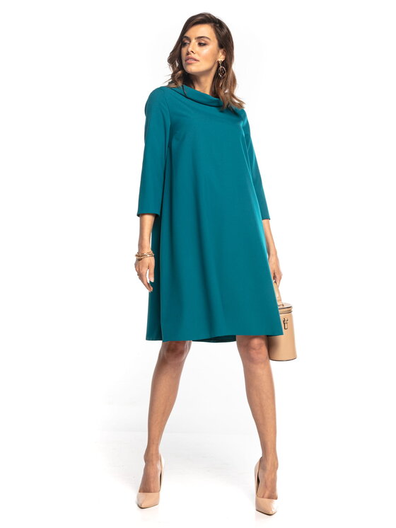 Tessita Tessita Sukienka koktajlowa T349 Turkusowy Classic Fit