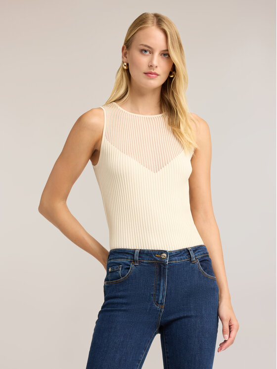 Motivi Motivi Sweter M369W004079N011 Biały Slim Fit