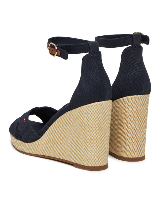 Tommy Hilfiger Tommy Hilfiger Sandály Flag High Wedge Espad Crisscross FW0FW08661 Tmavomodrá