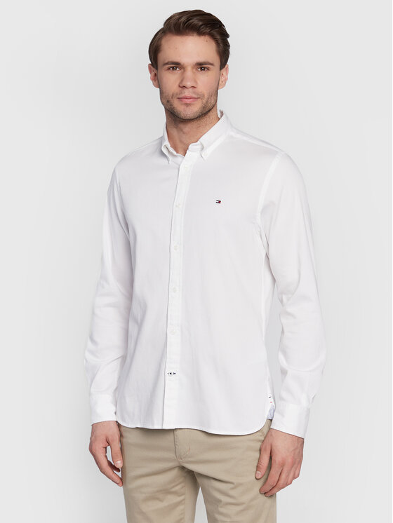 Tommy Hilfiger Tommy Hilfiger Marškiniai Dobby MW0MW25038 Balta Slim Fit