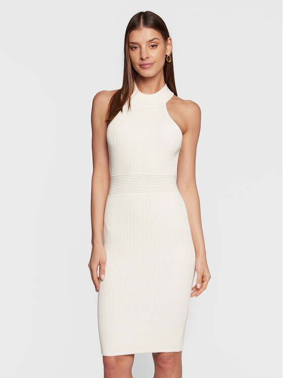 Guess Guess Úpletové šaty Janice W3RK28 Z2YJ2 Écru Slim Fit
