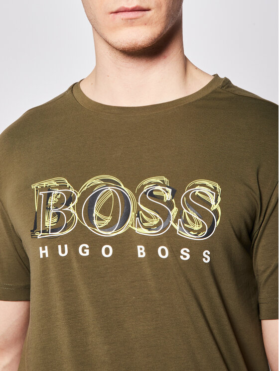 Boss Boss Tricou Tee 4 50424073 Verde Regular Fit