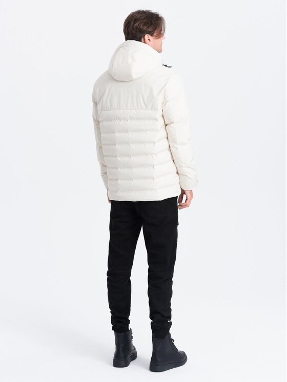 Ombre Ombre Zimní bunda OM-JAHP-0150 Écru Regular Fit