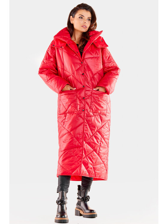 Awama Awama Płaszcz A541 Czerwony Basic Fit