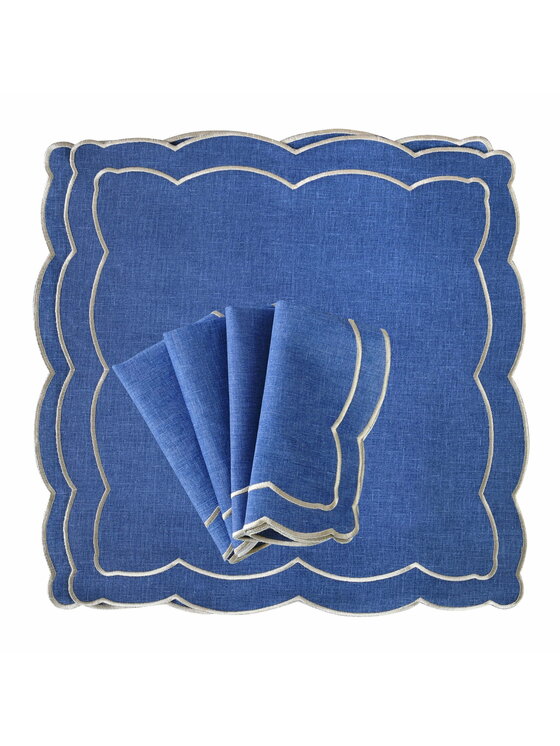Roseberry Home Roseberry Home Serwetki haftowane Blue Onde Niebieski