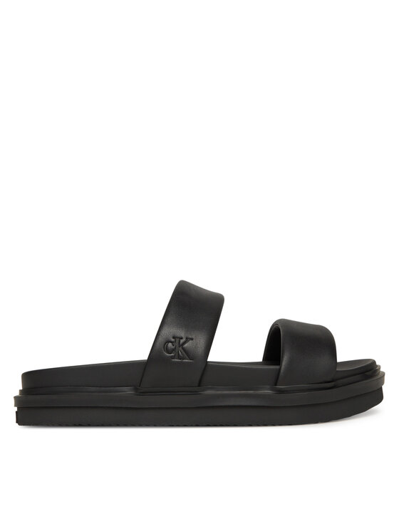 Calvin Klein Jeans Calvin Klein Jeans Plätud Flat Molded Doublebar Sandal Lth YM0YM01226 Must
