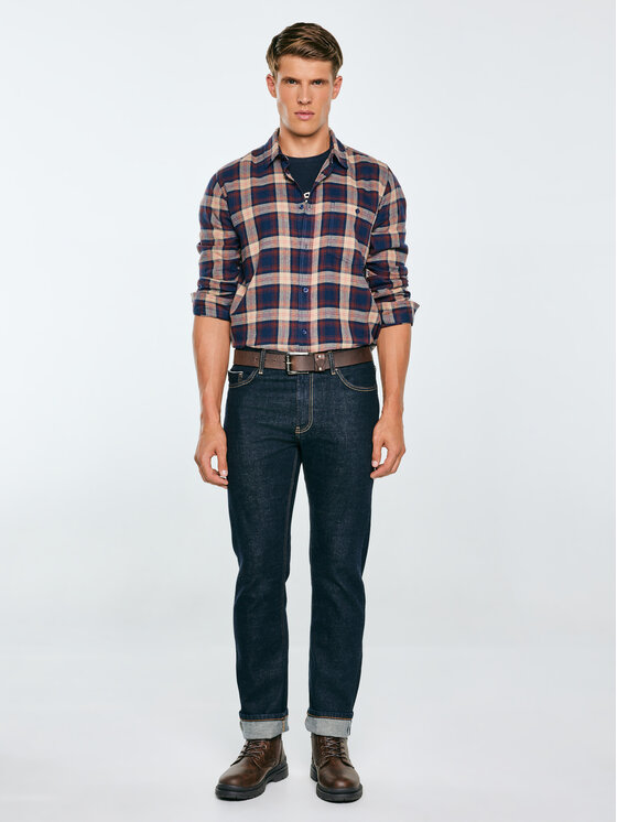 BIG STAR BIG STAR Koszula FLANENO Granatowy Basic Fit