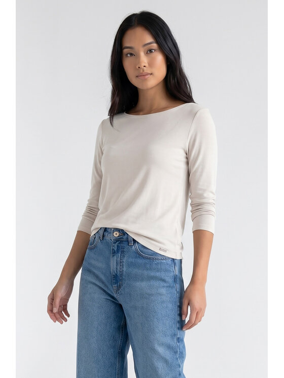FIGL FIGL Bluzka M1371 Beżowy Regular Fit
