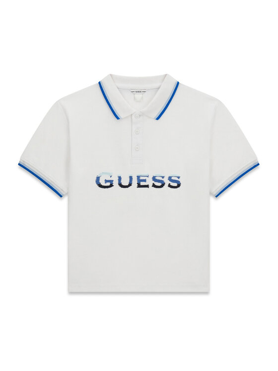 Guess Tricou polo L6GP00 KADZ4 Alb Relaxed Fit