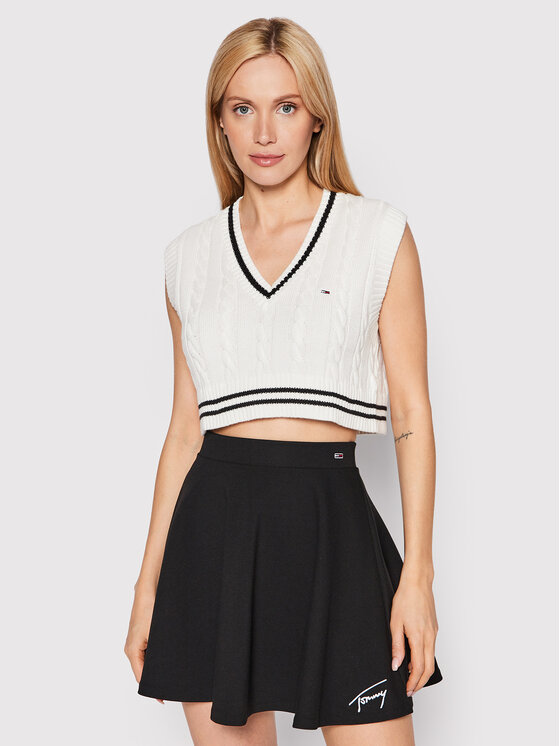 Tommy Jeans Tommy Jeans Sweter Super Crop DW0DW12545 Beżowy Regular Fit