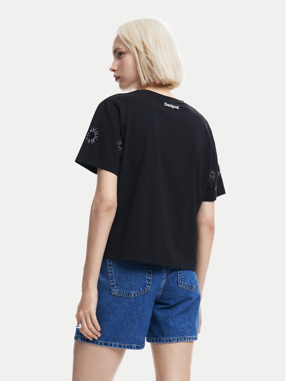 Desigual Desigual Tričko Tarot 24WWTK96 Čierna Regular Fit