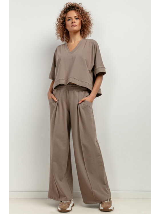 Tessita Tessita Bluza T416/6/XL-XXL Brązowy Loose Fit