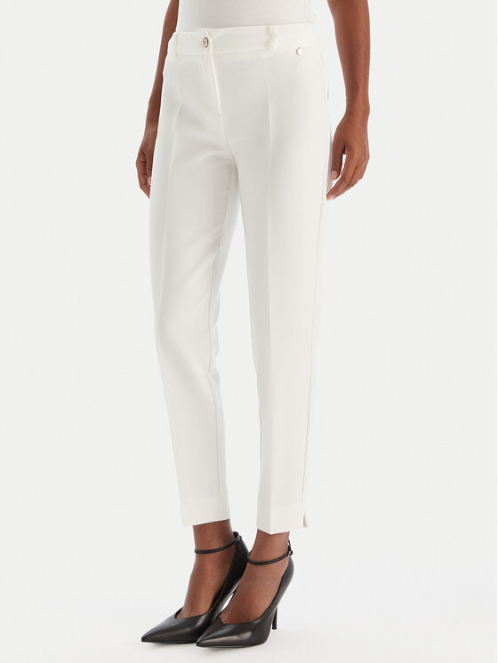 Maryley Maryley Pantaloni din material 25IB52Z/M17/43BC Alb Regular Fit