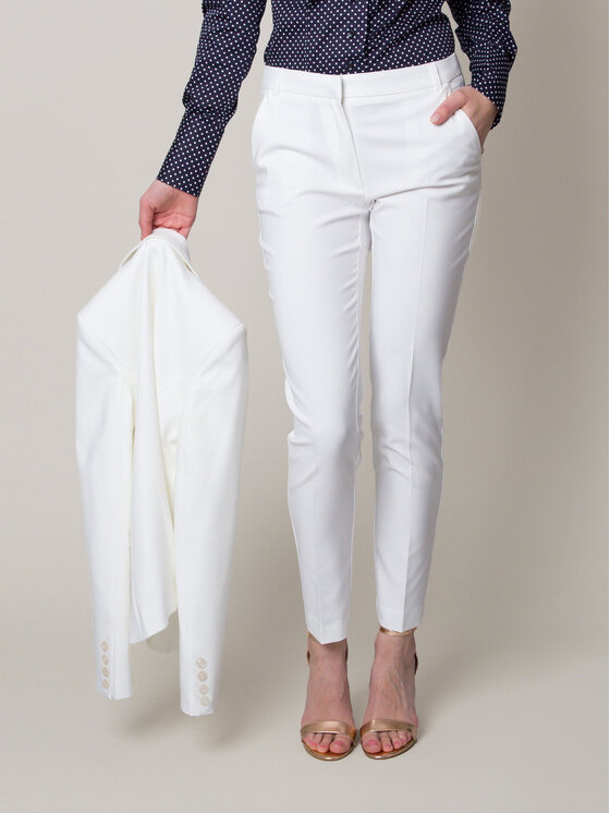 Willsoor Willsoor Spodnie materiałowe 67104 Biały Cigarette Fit