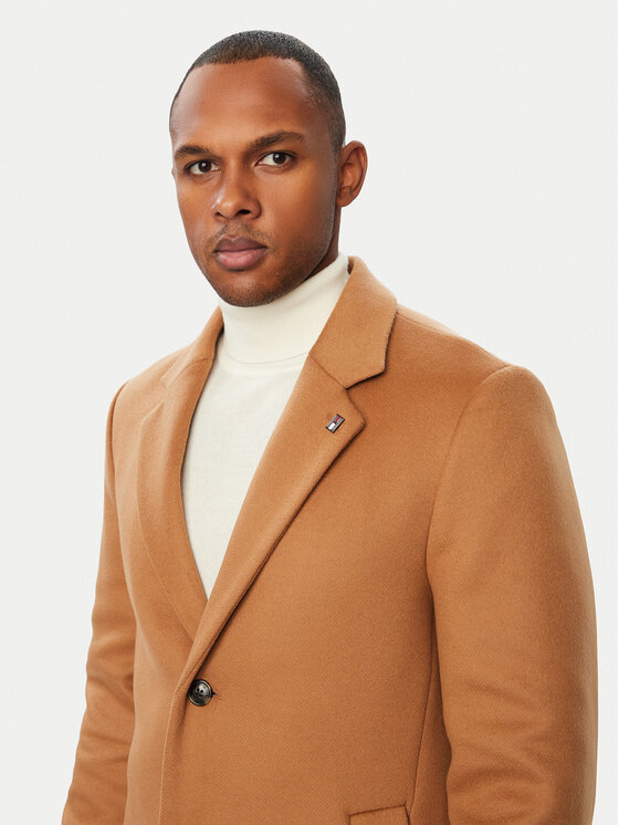Tommy Hilfiger Tommy Hilfiger Palton de lână MW0MW40768 Maro deschis Regular Fit