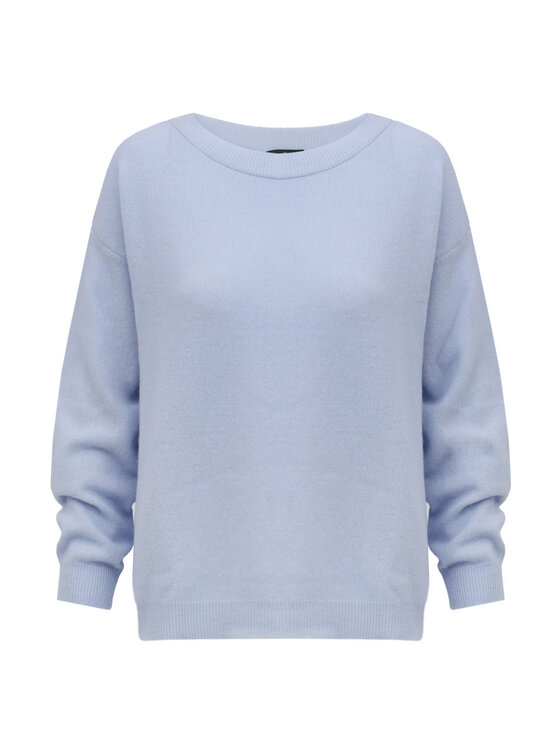 Entelier Entelier Sweter dekolt łódka Niebieski Relaxed Fit