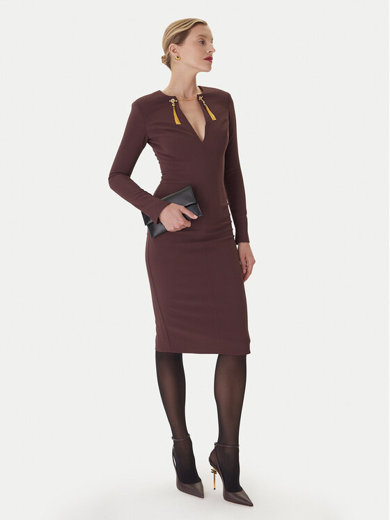 Elisabetta Franchi Elisabetta Franchi Rochie cocktail AB-805-57E2-V460 Vișiniu Slim Fit