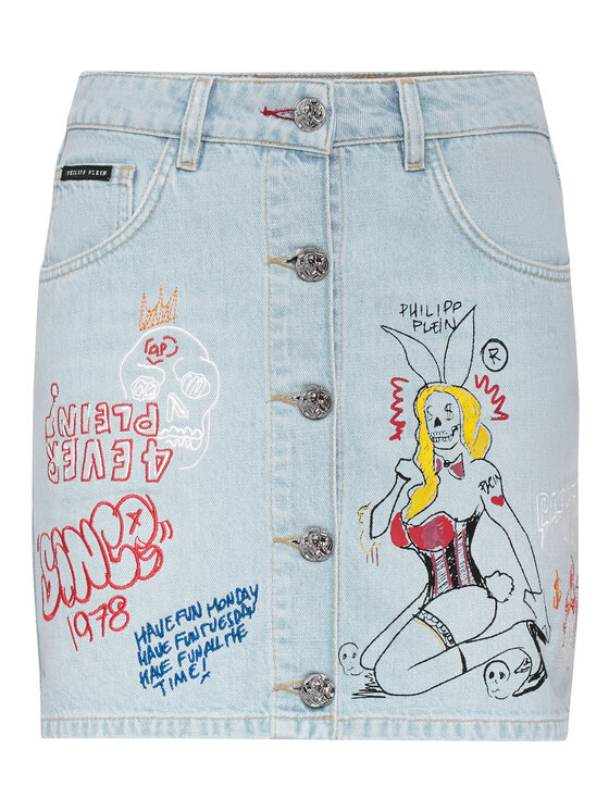 PHILIPP PLEIN PHILIPP PLEIN Spódnica mini 30948 Niebieski jasny