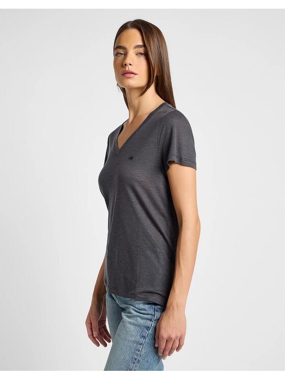 Lee Lee T-Shirt V NECK TEE Szary Regular Fit