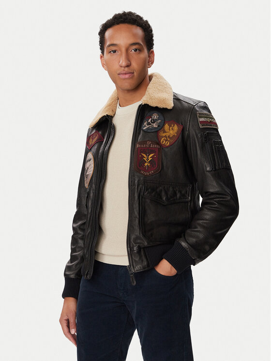 Aeronautica Militare Aeronautica Militare Giacca di pelle 262PN0968U100839 Nero Regular Fit