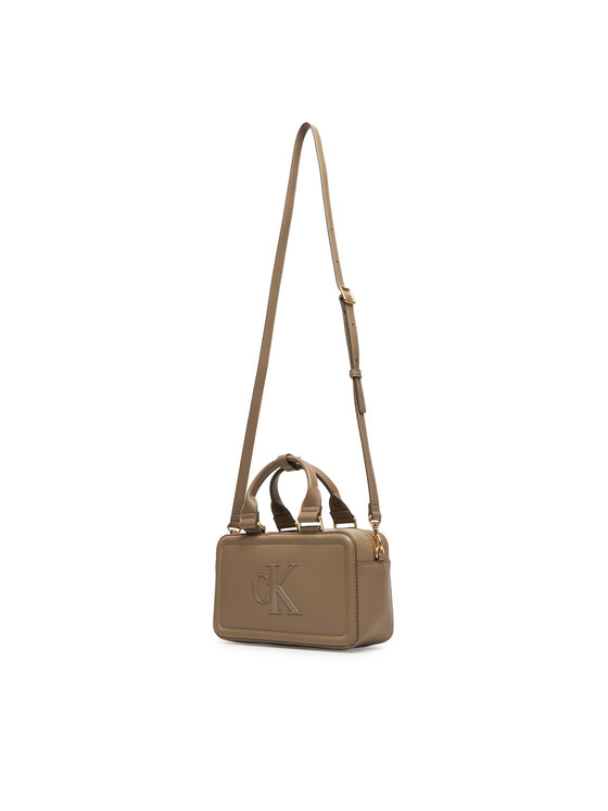 Calvin Klein Calvin Klein Torebka Bold Ck Elongated Mini Tote LV04F3411G Beżowy