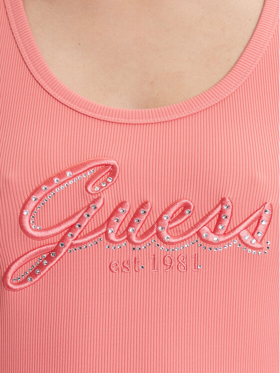 Guess Guess Marškinėliai W5YP00 KCXJ2 Rožinė Regular Fit