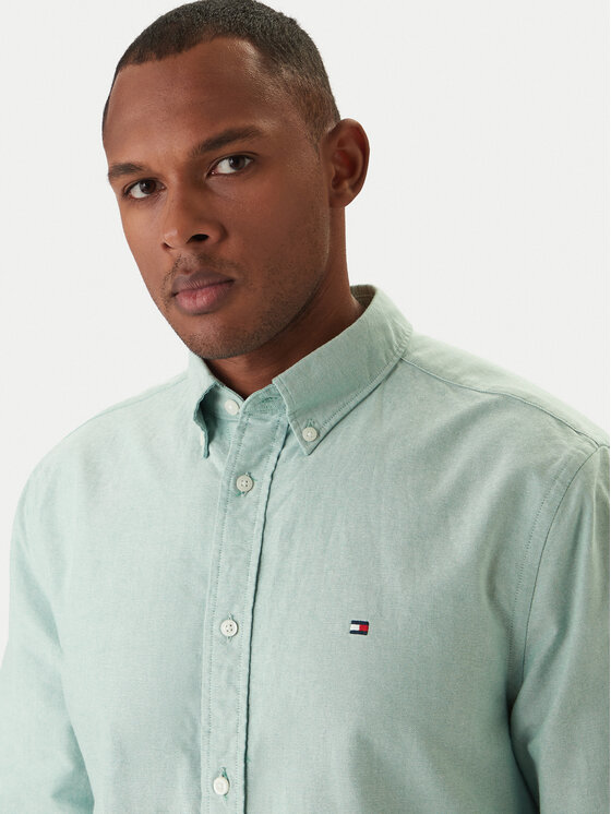 Tommy Hilfiger Tommy Hilfiger Hemd Solid Heritage MW0MW35774 Grün Regular Fit