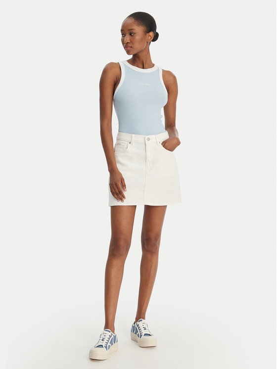 Guess Jeans Guess Jeans Φούστα τζιν W6RD0Q D6521 Λευκό Regular Fit