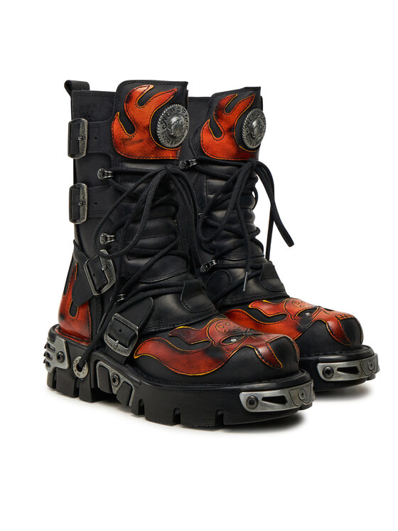 NEW ROCK NEW ROCK Schnürstiefel M-107-S1 Schwarz