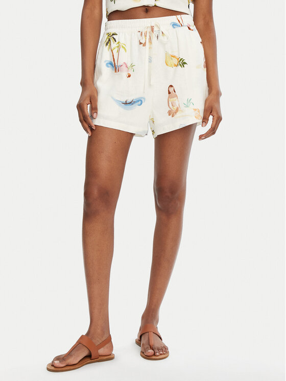 Seafolly Bavlnené šortky Isla Palm 55401-SH Écru Regular Fit