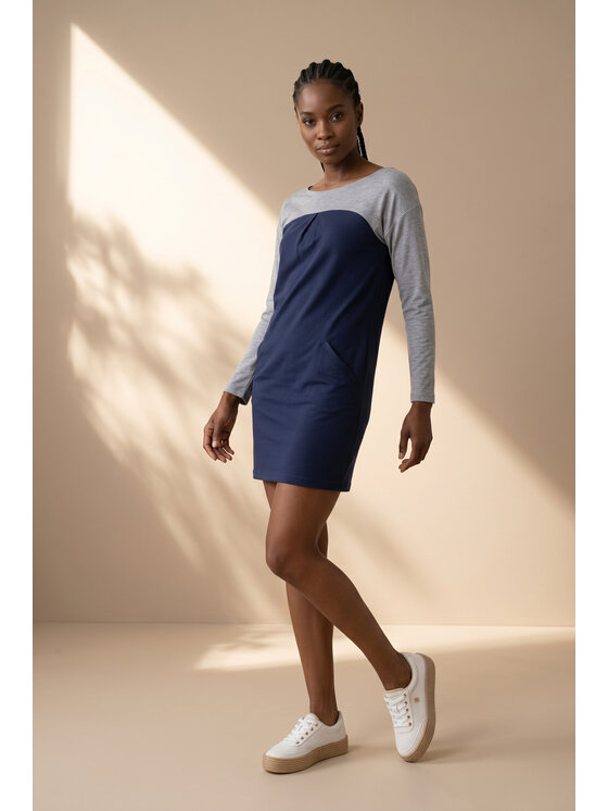 FIGL FIGL Každodenní šaty M1359 Tmavomodrá Straight Fit