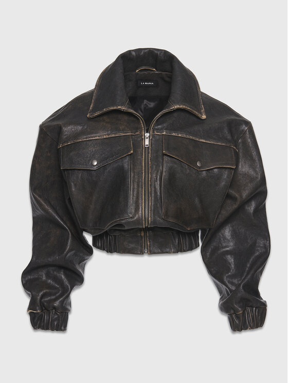 La Mania La Mania Giacca di pelle TROY Marrone Classic Fit