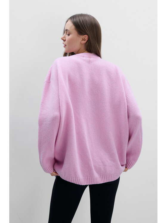 Fobya Fobya Sweter F2115 Różowy Basic Fit