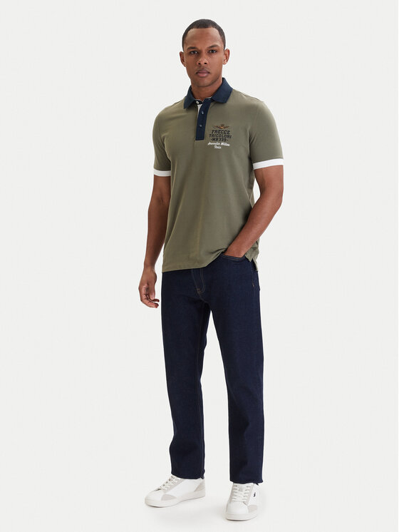 Aeronautica Militare Aeronautica Militare Тениска с яка и копчета 261PO1908UP00191 Зелен Slim Fit