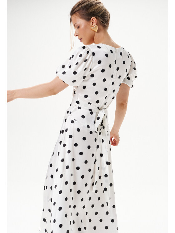 Mirons Mirons Sukienka wieczorowa print Biały Feminine Fit