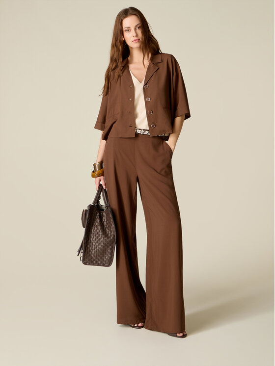 Oltre Oltre Pantaloni di tessuto P047J002533N032 Marrone Regular Fit