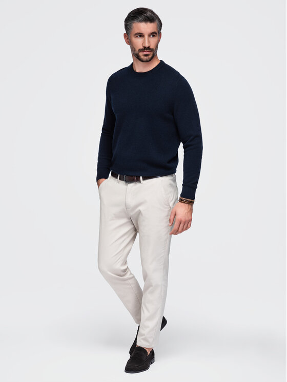 Ombre Ombre Chinosy OM-PACP-0309 Kremowy Slim Fit
