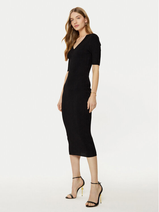 Guess Guess Džemper haljina W5RK11 Z2V62 Crna Bodycon Fit