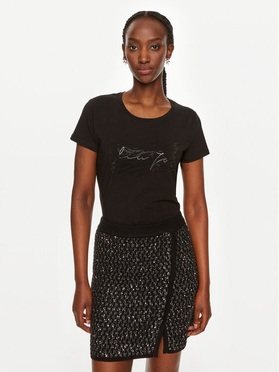 Liu Jo Sport T-shirt TF4076 JS088 Nero Regular Fit, taglia : S
