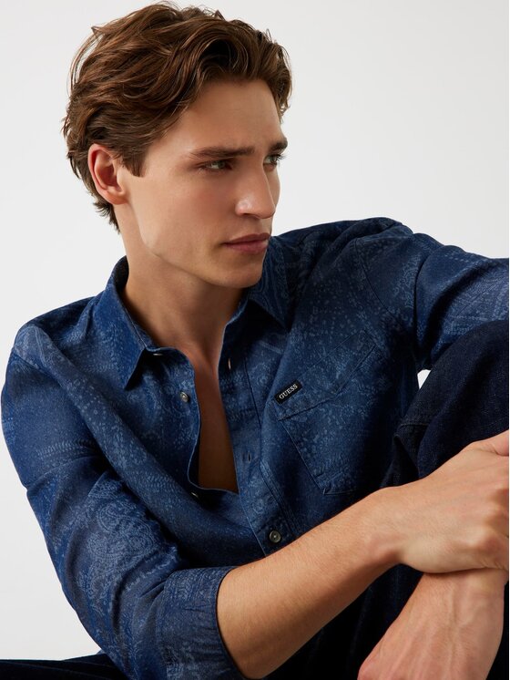 Guess Guess Košile 179497 Modrá Classic Fit