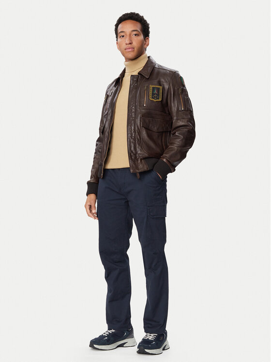 Aeronautica Militare Aeronautica Militare Μπουφάν δερμάτινο 262PN0846U100839 Σκούρο μπεζ Regular Fit