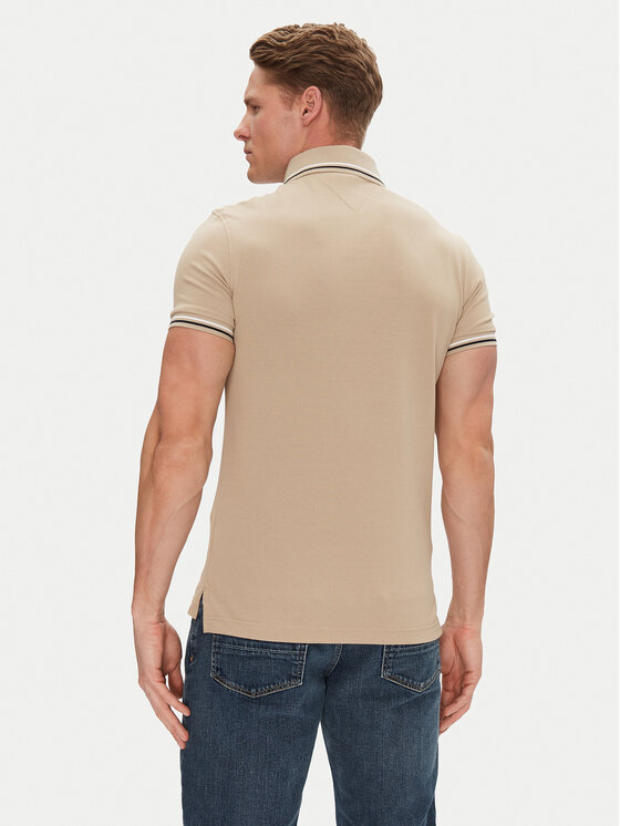 Tommy Hilfiger Tommy Hilfiger Тениска с яка и копчета Seasonal MW0MW39993 Бежов Slim Fit